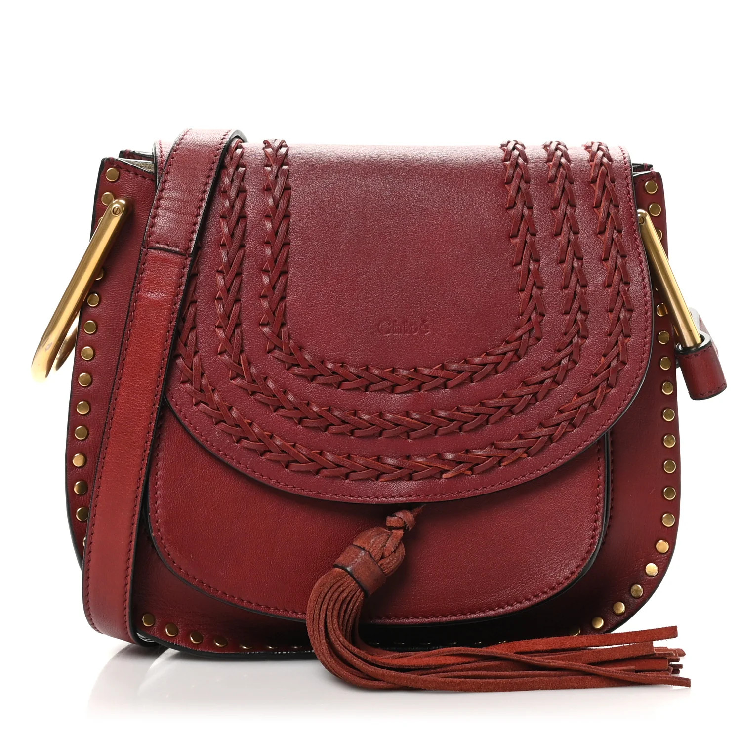 Calfskin Braided Small Hudson Shoulder Bag Sienna Red | FASHIONPHILE (US)