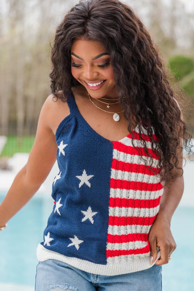 We The People American Flag Sweater Tank | Pink Lily