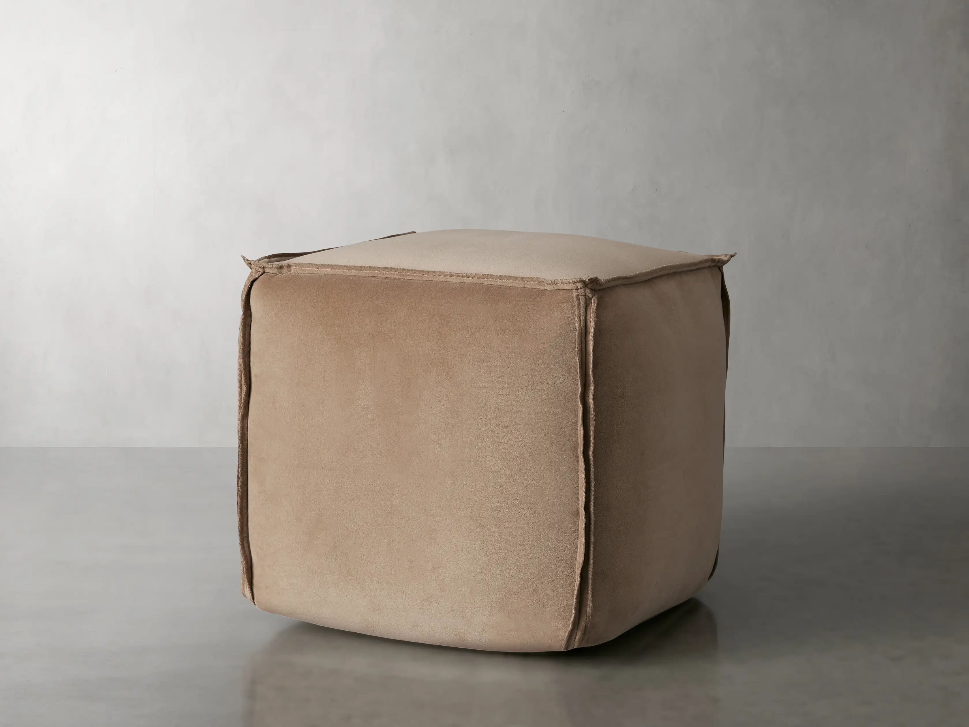 Washed Velvet Square Pouf | Arhaus