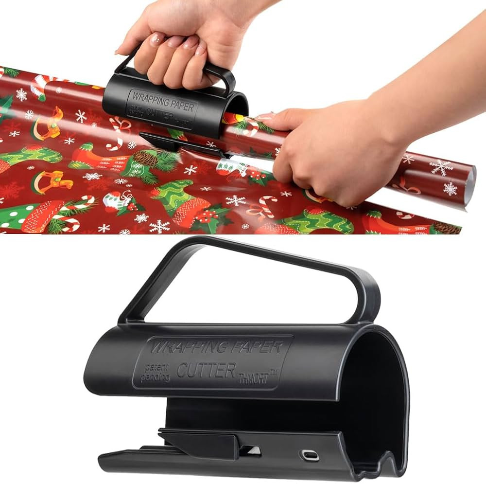 Wrapping Paper Roll Cutter 1pc Gift Wrap Cutter Wrapping Paper Cutter Tool with Handle Push Cut E... | Amazon (US)