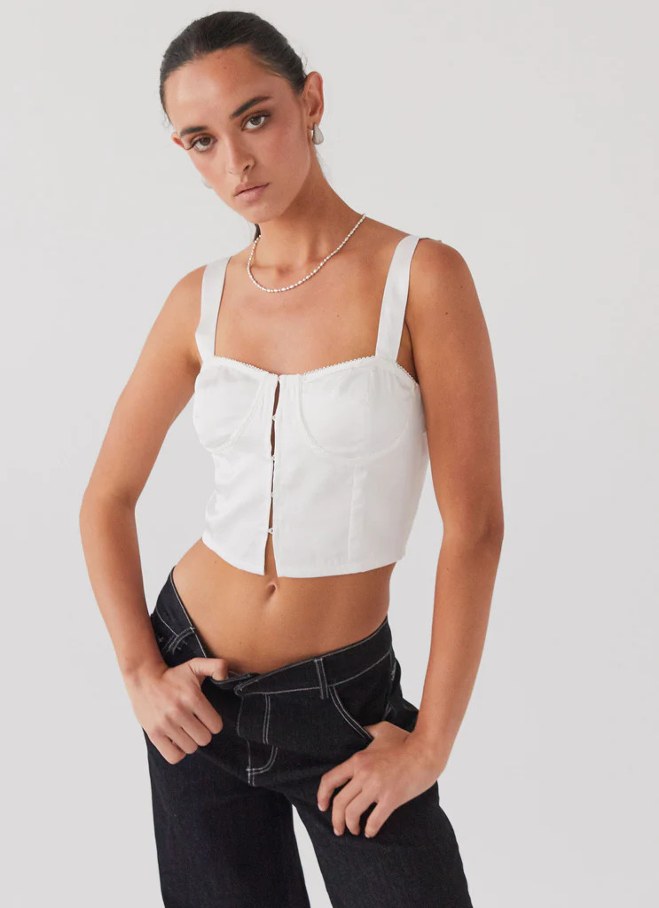 Give Me Love Bustier Top - Pure White | Peppermayo (Global)