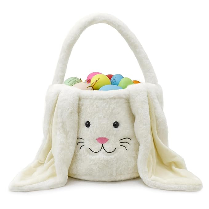 Faylapa Easter Bunny Basket Bags, Bunny Bag with Fluffy Ears- Partys Celebrate Decoration Eggs Ca... | Amazon (US)