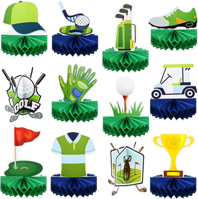 12 Pieces Golf Birthday Decorations Honeycomb Centerpieces for Tables Cake Topper Golf Themed Par... | Amazon (US)