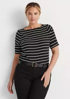 Lauren Ralph Lauren Plus Size Striped Boat Neck Top | Belk