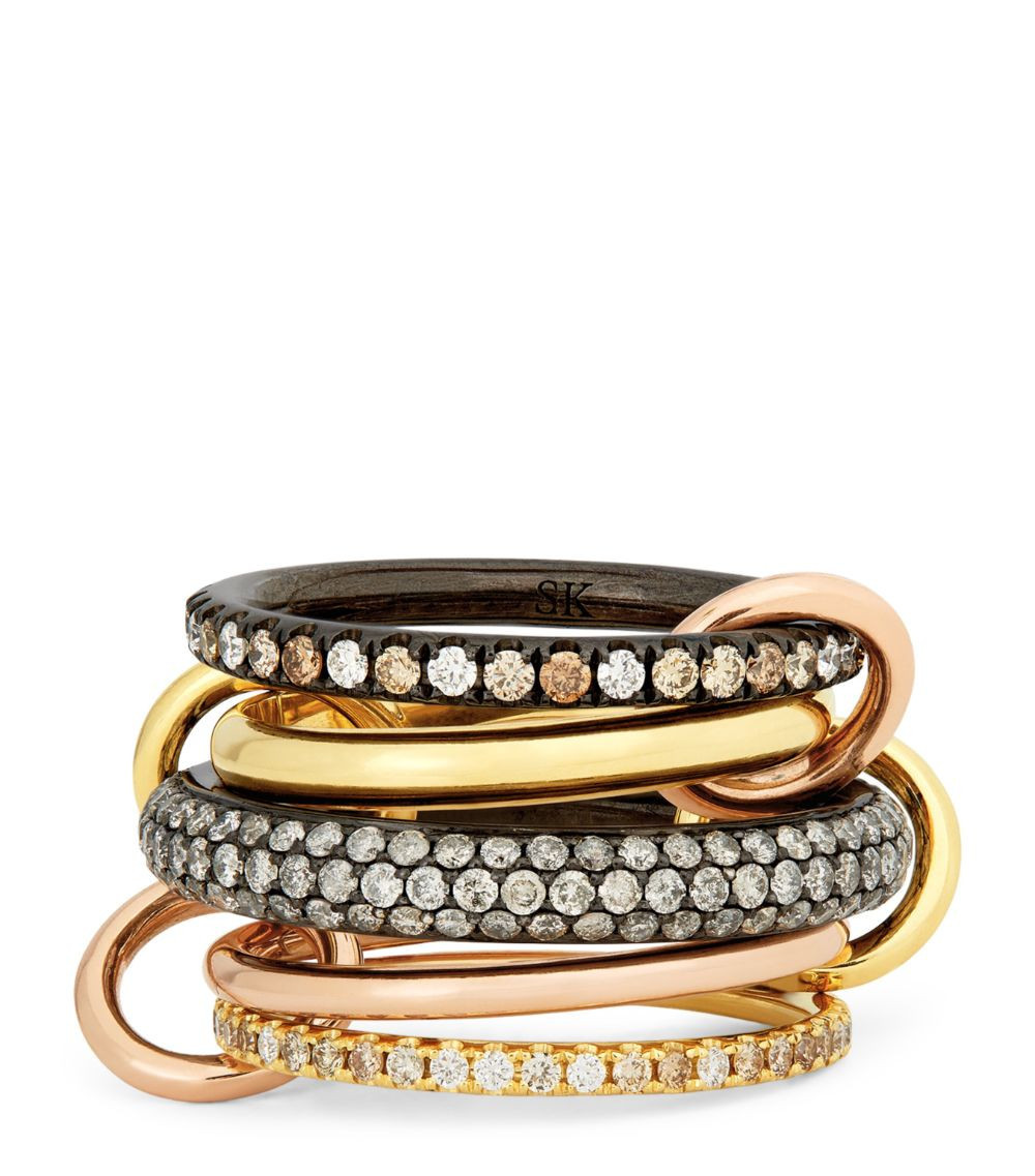 Mixed Gold, Black Rhodium-Plated Silver and Diamond Leo Ring (Size 6.5) | Harrods