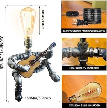Music Guitar Table Lamp Art Decor Guitar Stuff Cool Gifts for Music Art Lovers Microphone Players... | Amazon (US)