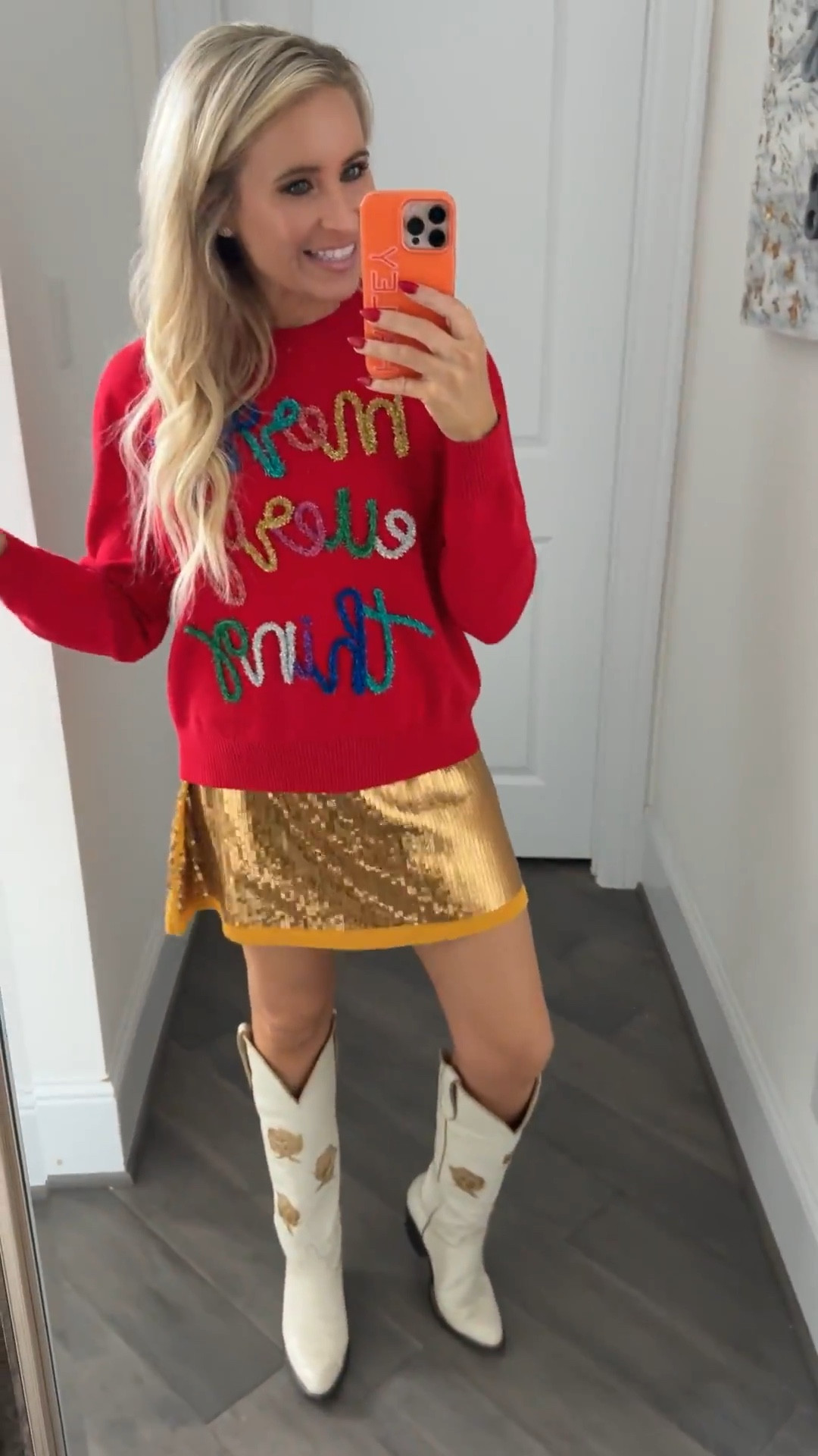 Queen of Sparkles Black Friday sale started today. Up to 75% off! Linking some if my faves still in stock including this gold sequin skirt. Also my Fraulein white cowboy boots are on sale, 20% off sitewide  