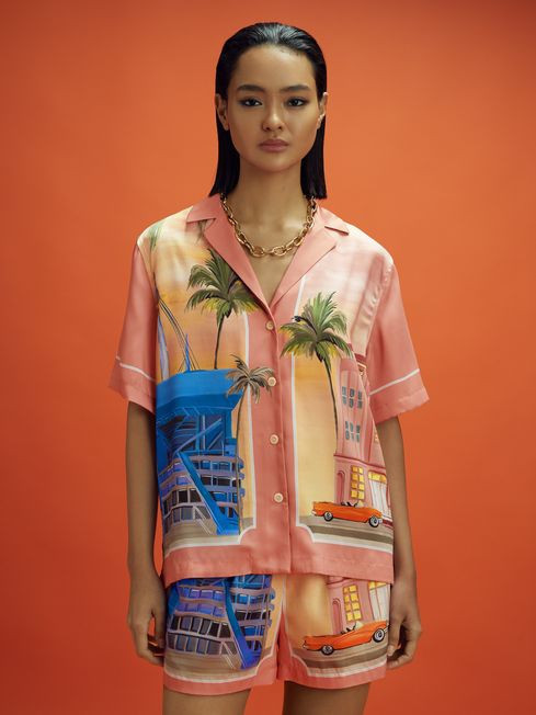 McLaren F1 Miami Exclusive Cuban Collar Shirt | Reiss UK