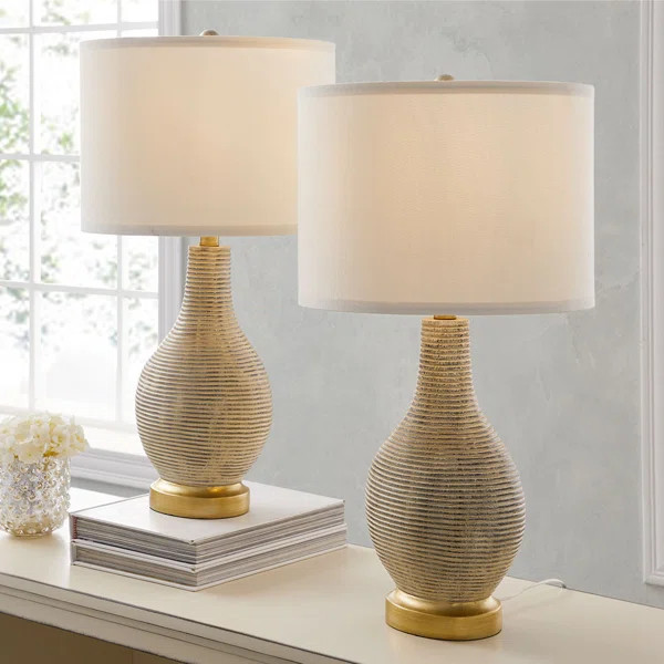 Platt 24.5" Washed Beige/gold Table Lamp | Wayfair North America