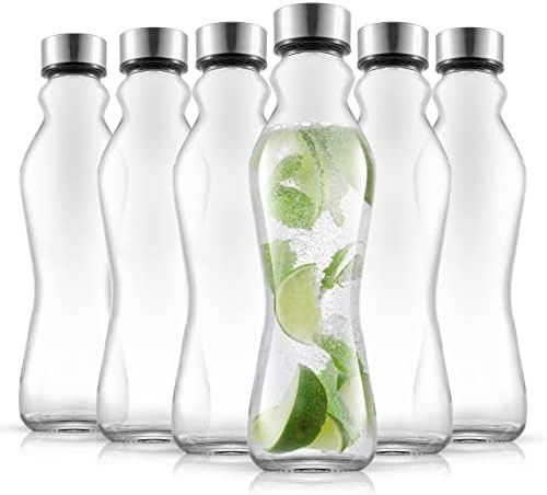 JoyJolt Spring Glass Water Bottles Set of 6 - 18 oz Glass Bottles with Stainless Steel Caps - Glass  | Amazon (US)