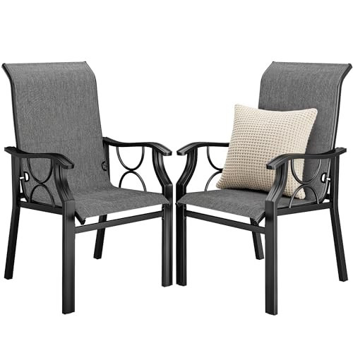 DWVO Patio Dining Chairs Set of 6, High Back Outdoor Dining Chairs with Breathable Textilene Mesh, 330 Lbs Capacity Metal Frame Outdoor Chairs, Grey Patio Chairs for Backyard Lawn Deck | Amazon (US)