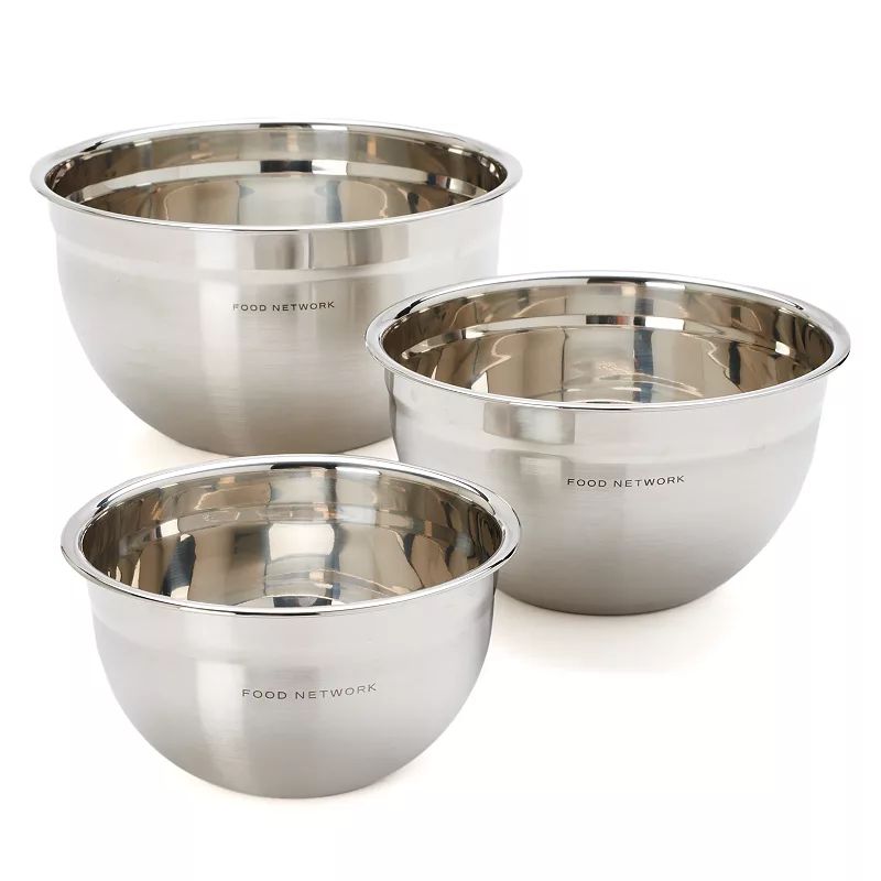 Food Network 3-pc. Stainless Steel Mixing Bowl Set, Silver | Kohl's