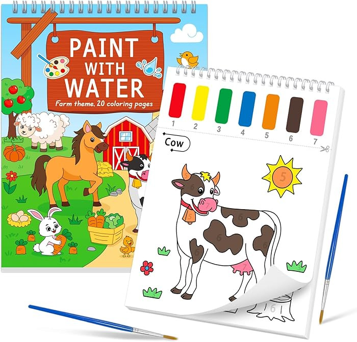 SOCOLER Paint with Water Coloring Books for Toddlers, Farm Theme Mess Free Watercolor Painting Pa... | Amazon (US)