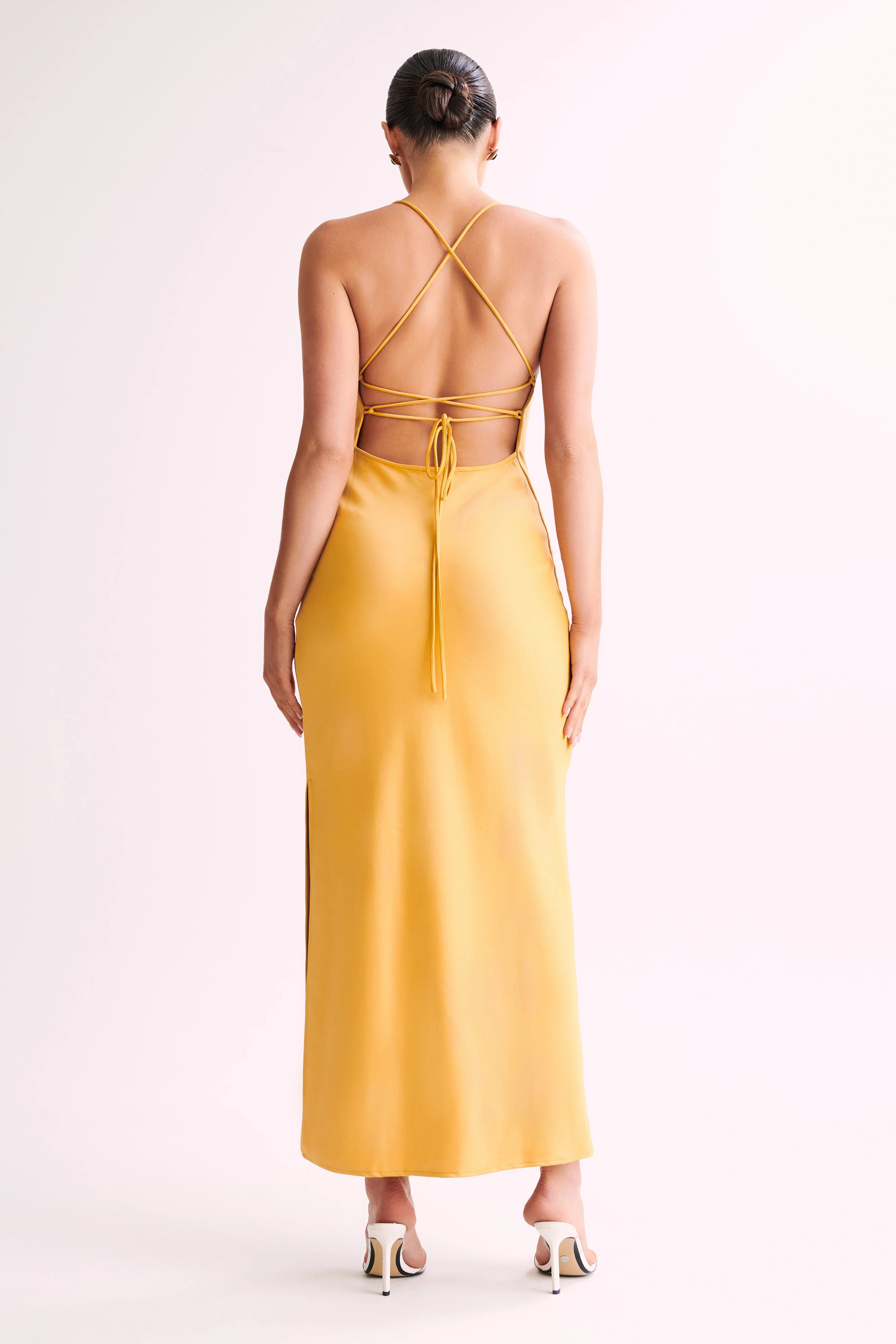 Sydney Straight Neck Slip Maxi Dress - Yellow | MESHKI US