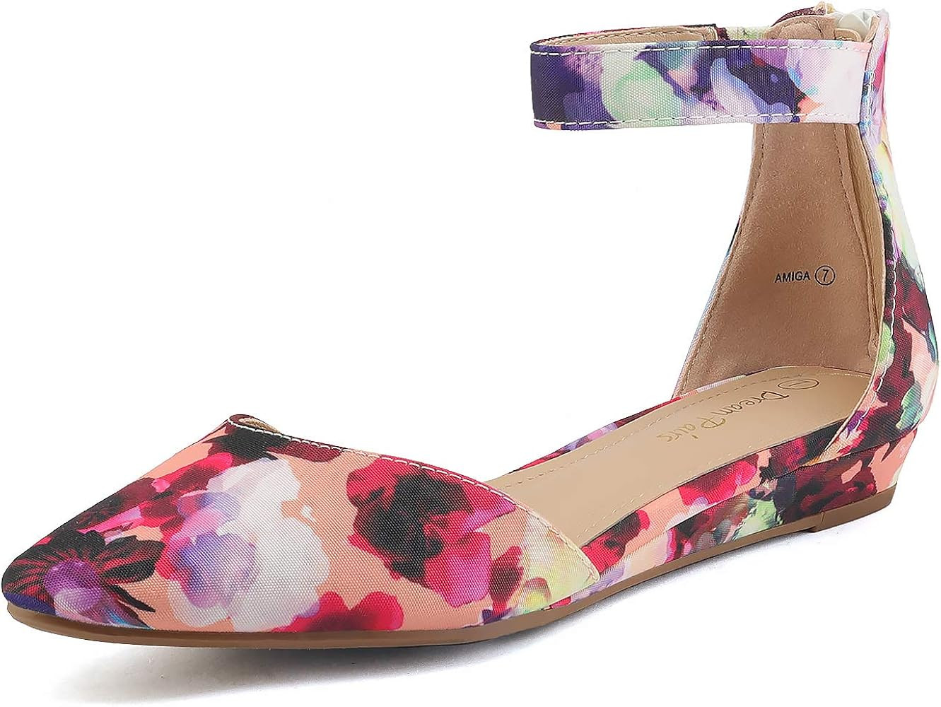 DREAM PAIRS Women's Low Wedge Ankle Strap Flats Shoes | Amazon (US)