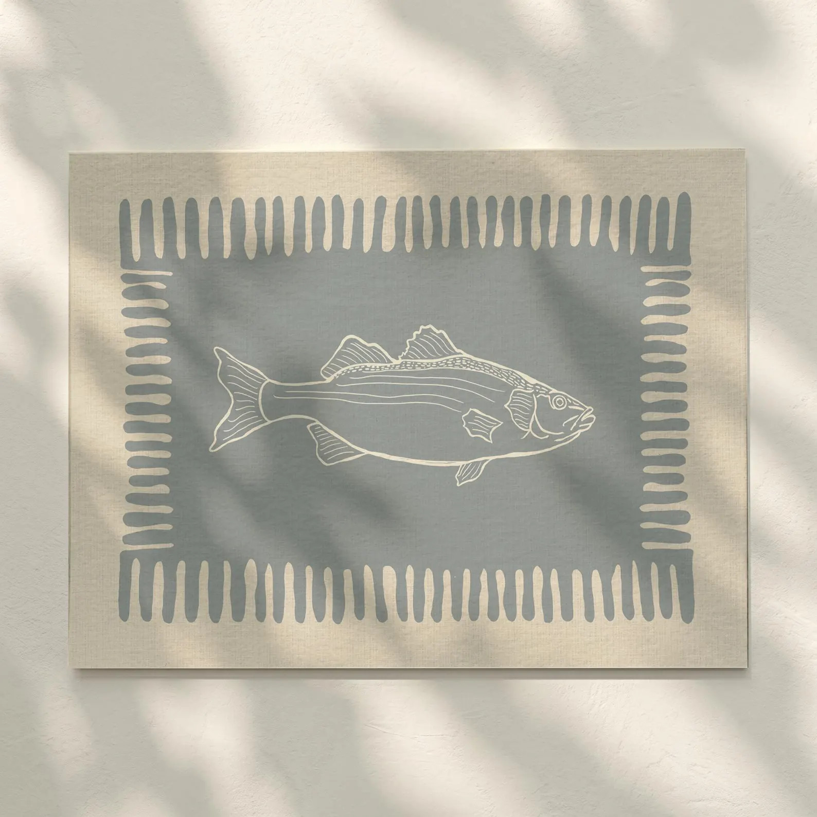 Light Blue Fish Print, Hand-Drawn Coastal Nursery Decor (Framed) | Etsy (Global)