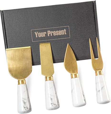 4PCs Golden Marble Cheese Spreader Knife Set, 4 Sizes Butter Spatula Knives, Cheese Spreading Cut... | Amazon (US)