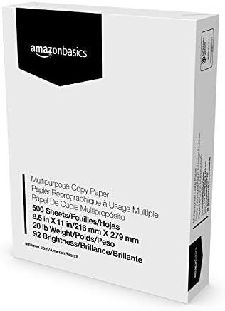 Amazon Basics Multipurpose Copy Printer Paper, 8.5 x 11 Inch 20Lb Paper - 1 Ream (500 Sheets), 92... | Amazon (US)