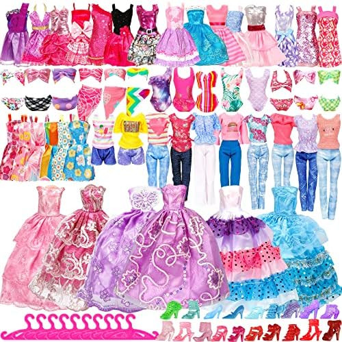 50 Pack Handmade Doll Clothes and Accessories Including 5 Wedding Gown Dresses 5 Fashion Dresses ... | Amazon (US)
