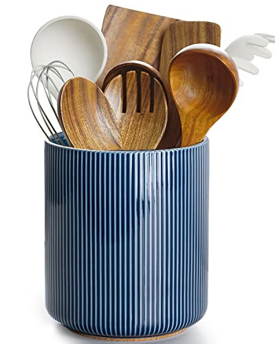 getstar Large Utensil Holder for Kitchen Counter,7.2" Vintage Ceramic Utensils Crocks Utensil Organizer for Spatula Farmhouse Kitchen Decor | Amazon (US)