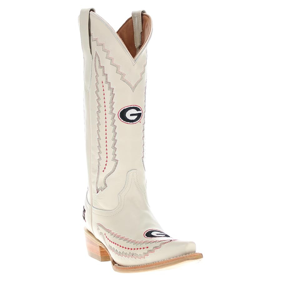 Vaccari Women's Naomi Genuine Leather NCAA League Embroidery Snip Toe Cowgirl Boots | Amazon (US)