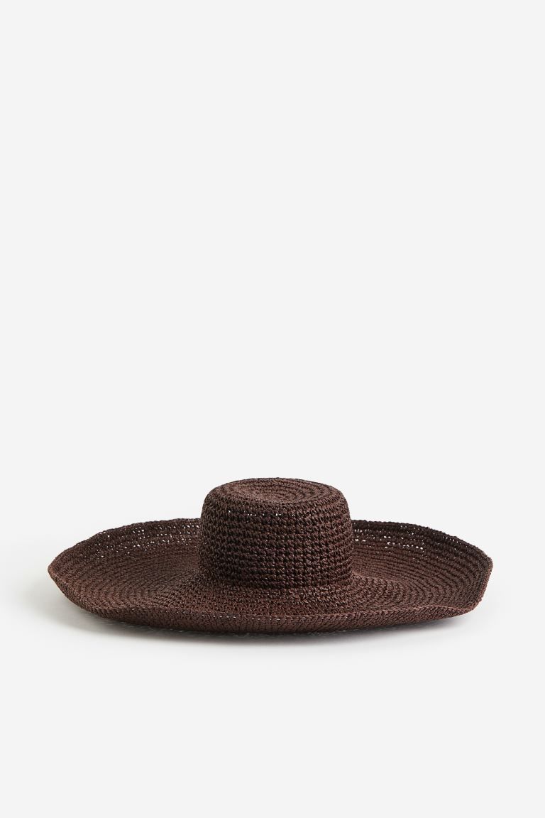 Wide Brim Straw Hat - Dark brown - Ladies | H&M US | H&M (US + CA)