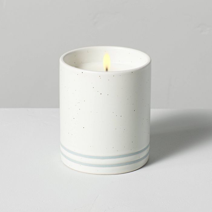 7.1oz Coastal Sage Speckle Striped Ceramic Seasonal Candle - Hearth & Hand™ with Magnolia | Target