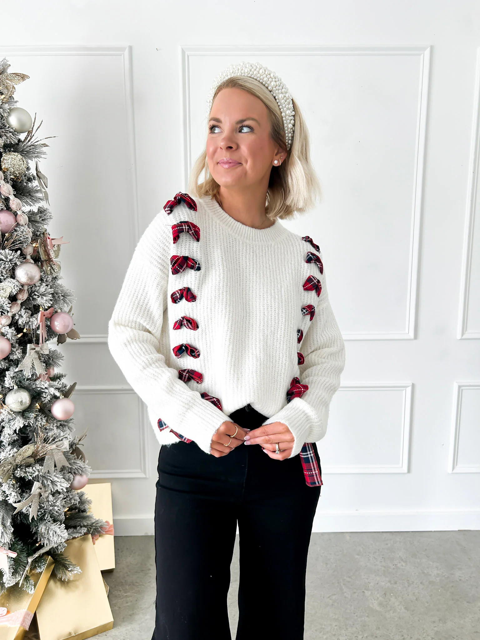 Fireside Moments Ivory & Plaid Sweater | Flourish in Frills