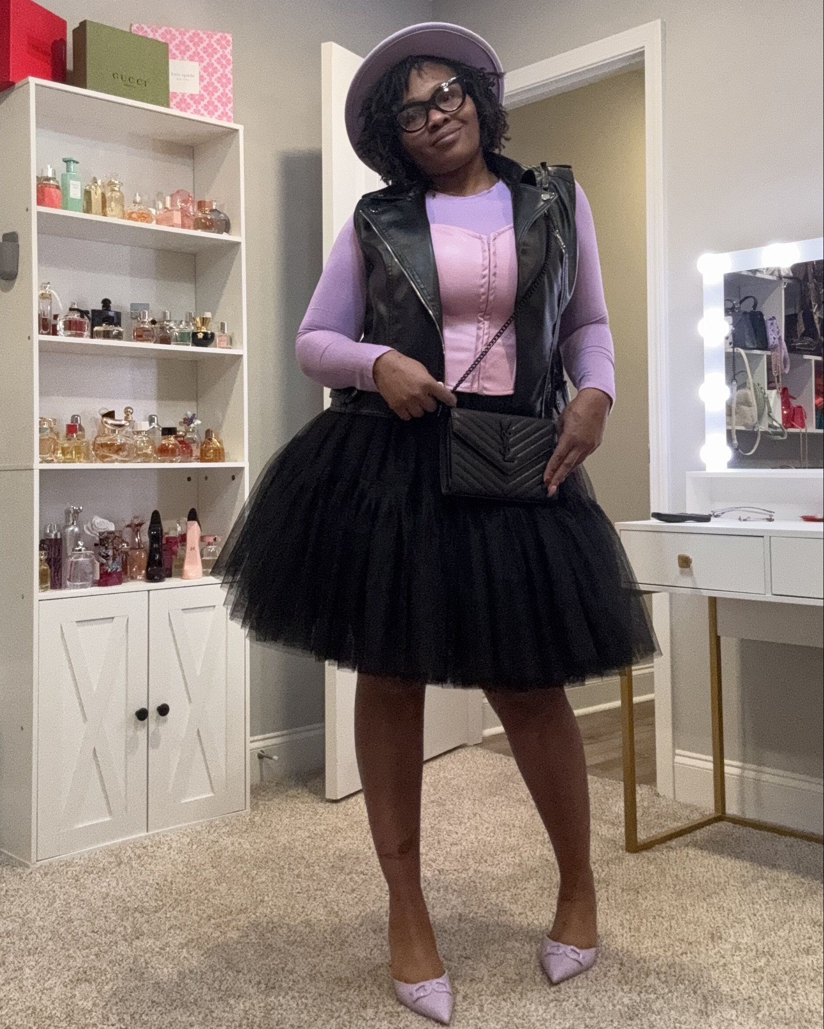 Just another variation; adding the leather vest. 

Bodysuit & Skirt are a L
Corset is a M
Vest is an XL

Again, add black or purple tights/stockings & a trench coat to make it “winter appropriate"

#LTKSeasonal #LTKStyleTip #LTKOver40