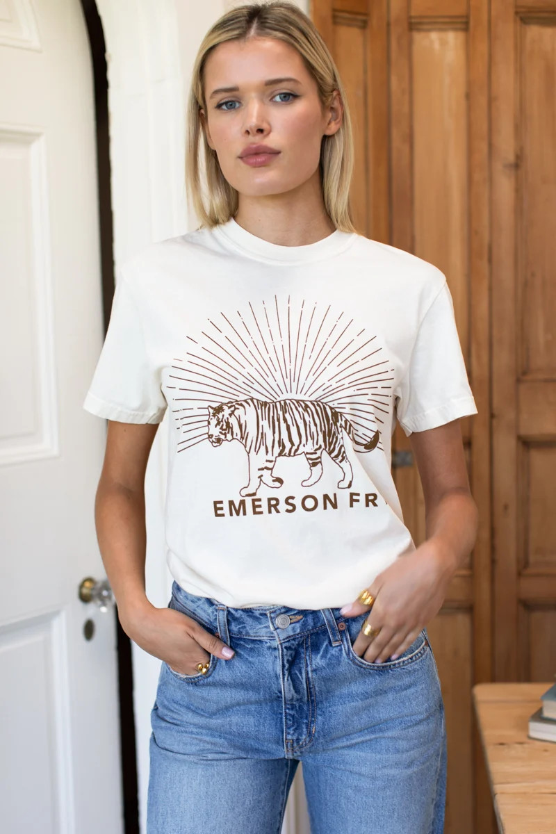 Tiger Tee - Ivory + Cocoa Ink | Emerson Fry