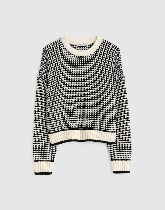 Textured-Stitch Crewneck Sweater in 100% Cotton | Madewell