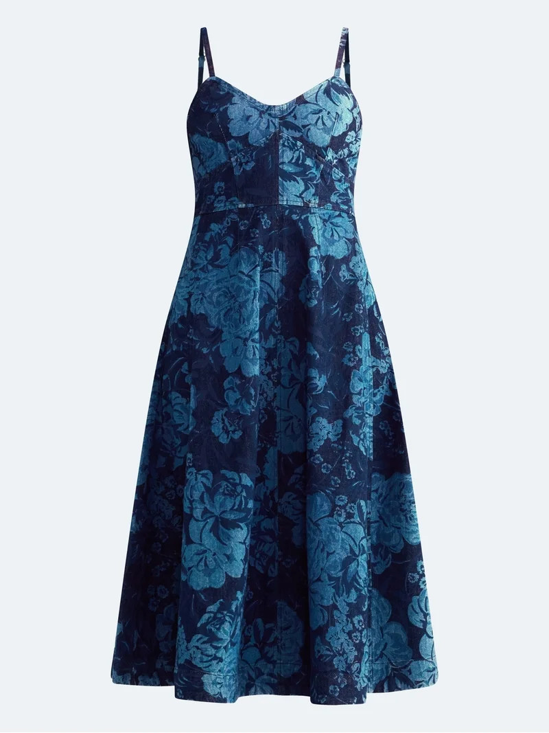 Free Assembly Women's and Women's Plus Corset Midi Dress, Sizes XS-4X | Walmart (US)