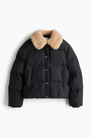 H & M - Puffer Jacket with Collar - Black | H&M (US + CA)