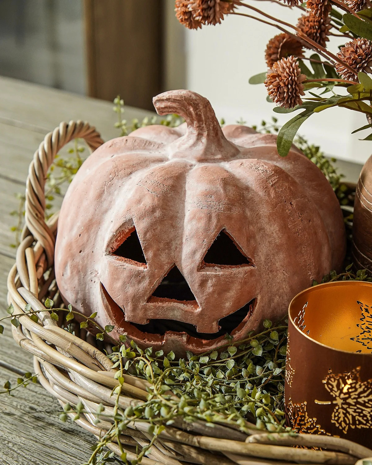 Terracotta Jack-O'-Lantern Pumpkin | MJHome