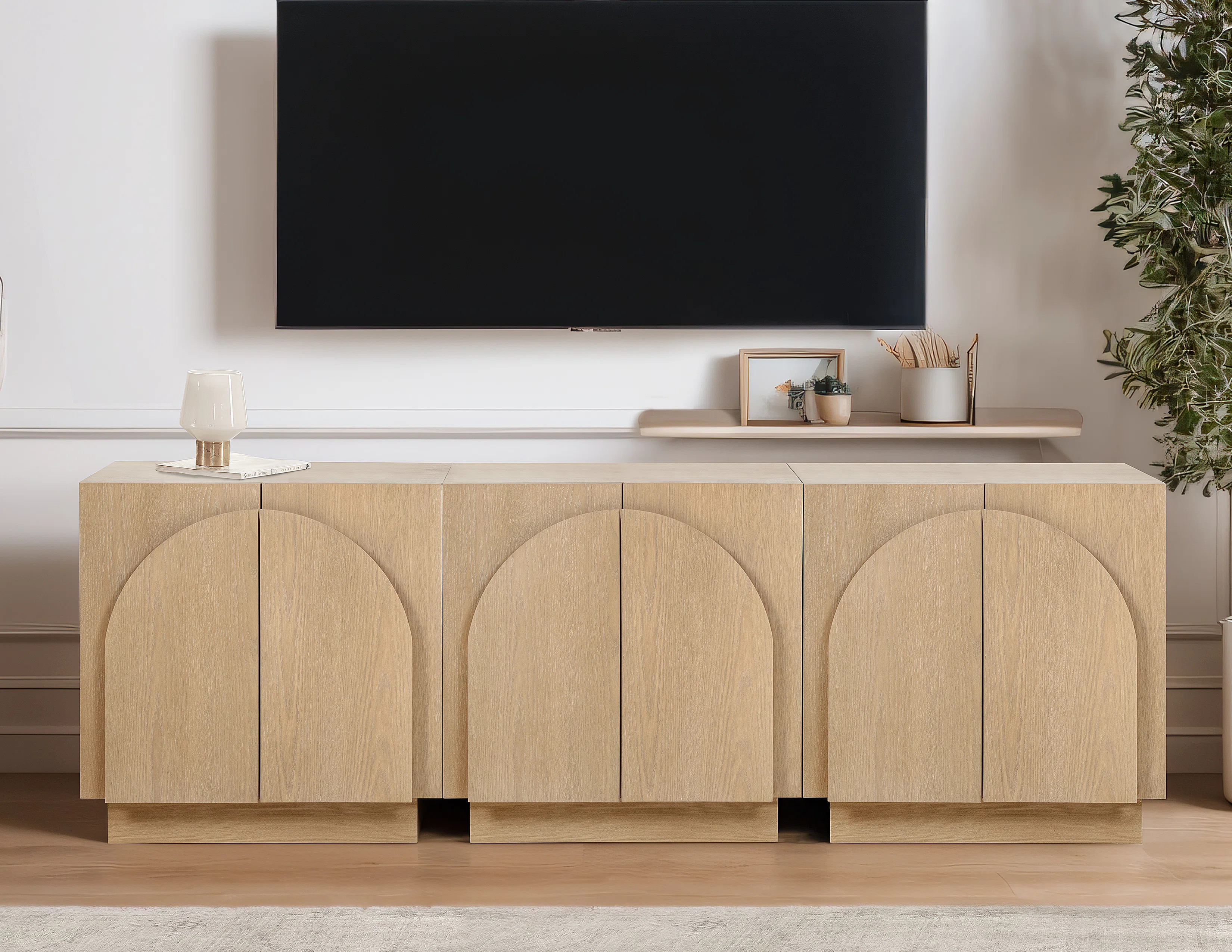 Solid Wood Arched Storage Cabinet Credenza (Set of 3) | Wayfair North America