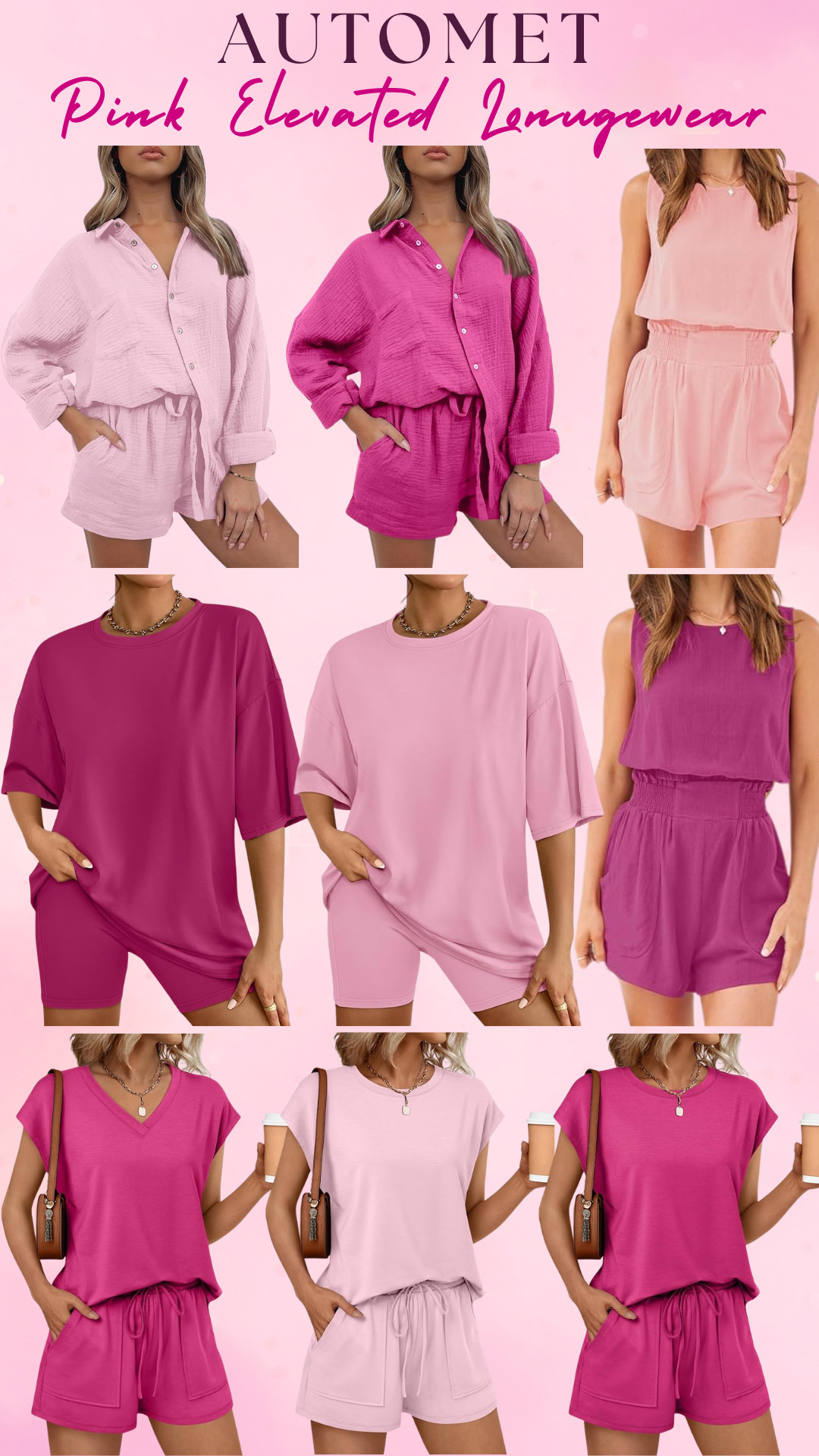 AUTOMET | 2 Piece PINK Shorts Loungewear Sets | Elevated Basics Edit

If your loungewear feels dull or repetitive… this is the glow-up your closet needs.

Because the easiest way to look instantly put together?
Color that actually pops.

I went through so many options and these AUTOMET pink loungewear sets are the ones that made the cut — the fit, the comfort, AND the colors all hit.

These are the pieces that make you feel cute the second you put them on.

Why these are actually worth it:
• Soft, breathable fabric you can wear all day
• Relaxed fits that are flattering (not oversized in a sloppy way)
• Lightweight + perfect for warm weather
• Stretchy, comfy, and easy to move in
• Mix & match pieces → multiple outfits
• That effortless “put together without trying” vibe

Color moment (THIS is the standout):
Soft blush pink, bright hot pink, rose tones — feminine, flattering, and instantly mood-boosting

The vibe:
Fun, feminine, elevated — that “cute but still comfy” energy

Perfect for:
At-home days when you still want to feel put together
Running errands / coffee runs
Travel days + airport outfits
Vacation mornings, beach walks
Quick plans when you want to look cute with zero effort

These are the sets you reach for when you want to feel confident, comfortable, and actually like your outfit.

I did the digging for you — these are the loungewear pieces that are actually worth buying and wearing on repeat.

If your basics feel basic… this is your upgrade.

↓ Everything is linked!

#LTKActive #LTKSaleAlert #LTKTravel