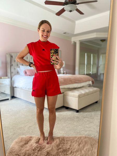 This red set is casual, but elevated. I love the luxe fabric. I’m in a medium on top and small on the bottom. #LTKmatchingsets #LTKadidas

#LTKunder100