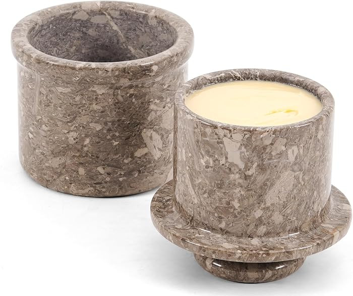 Marble Butter Keeper with Lid Handmade Oceanic French Butter Crock for Countertop, 4.25” Butter... | Amazon (US)