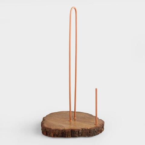 Copper And Wood Slice Paper Towel Holder | World Market
