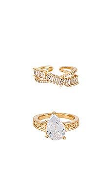 8 Other Reasons Pear Rhinestone Ring Set in Gold from Revolve.com | Revolve Clothing (Global)