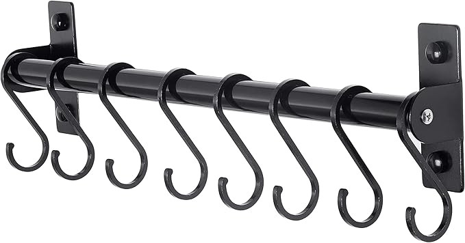 Dseap Pot Rack - Pots and Pans Hanging Rack Rail with 8 Hooks, Pot Hangers for Kitchen, Wall Moun... | Amazon (US)