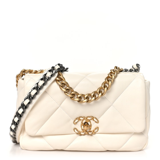 Lambskin Quilted Medium Chanel 19 Flap White | FASHIONPHILE (US)