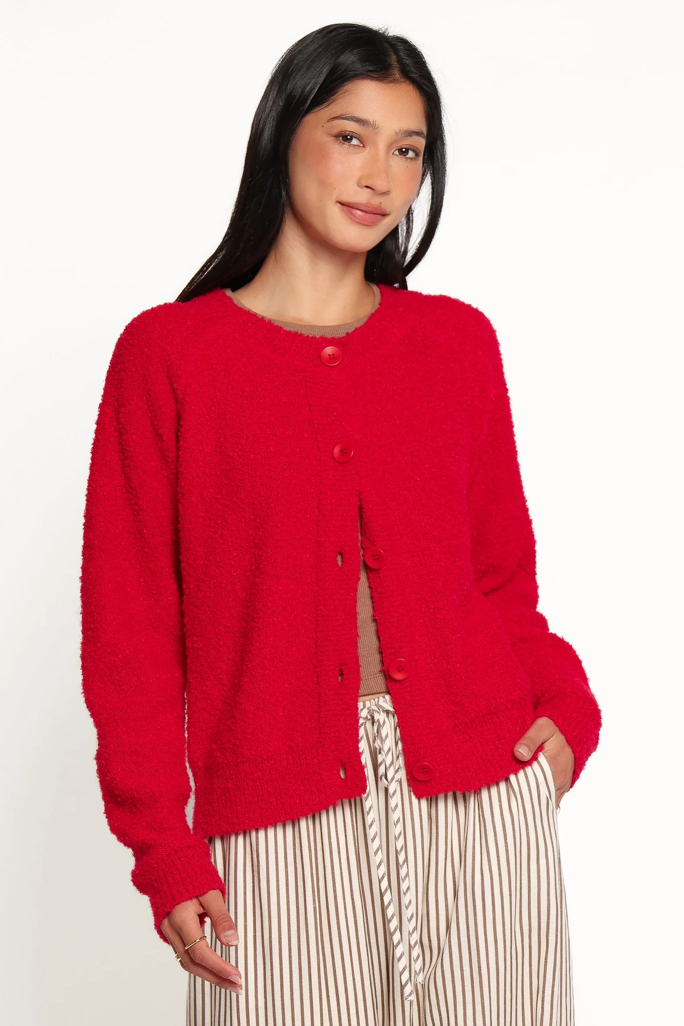 Finley Cropped Cardigan - Red | Petal & Pup (US)