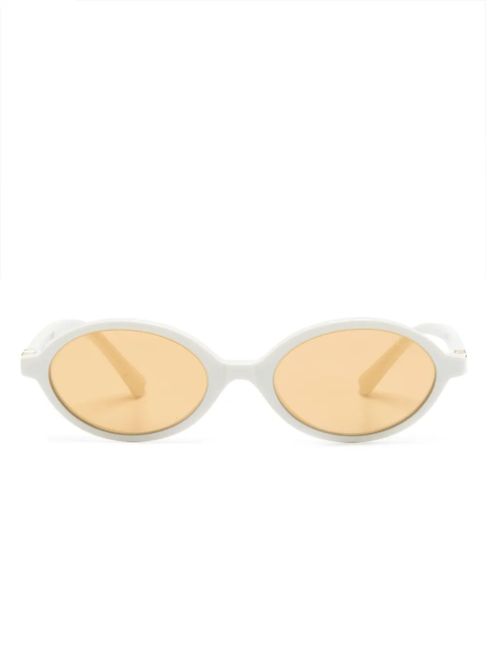 Miu Miu Eyewear logo-plaque oval-frame Sunglasses  | White | FARFETCH AU | Farfetch Global