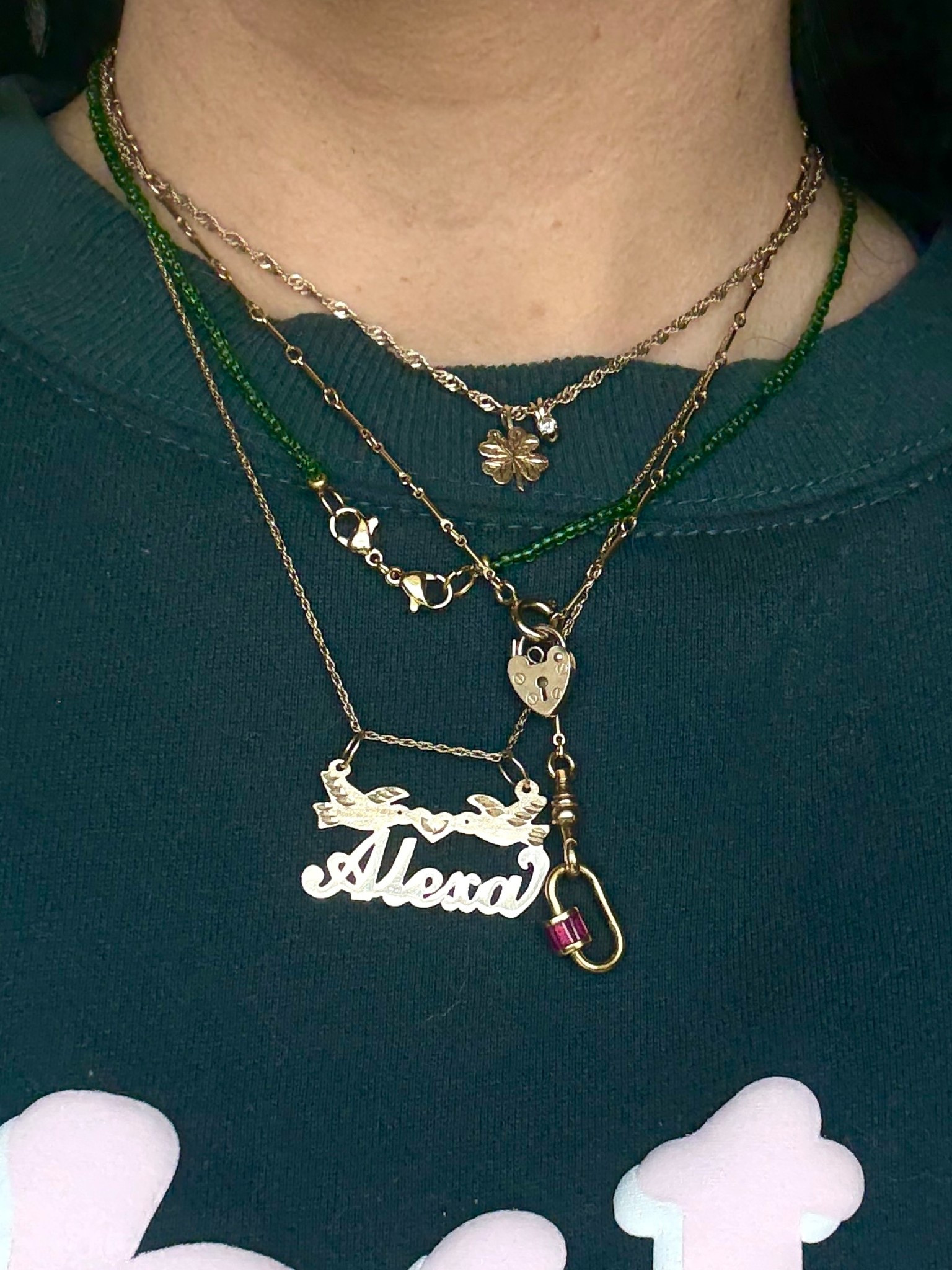 Necklace stack 

14k gold nameplate is from Yeah it’s Jewelry

#affordablejewelry
#finejewelry
#14kgoldnecklace
#jewelryinspo #necklaces #necklaceinspo
#necklacestack #jewelrystack #etsyjewelry #amazonjewelry
#LTKFindsUnder50
#LTKFindsUnder100
#LTKGiftGuide
