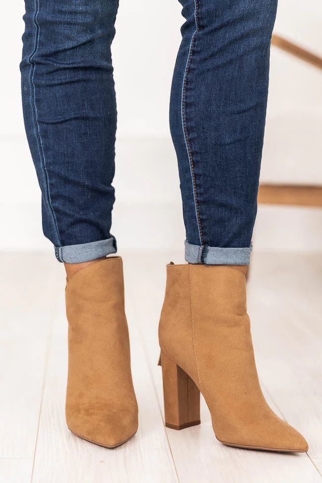 Tamera Brown Suede Pointed Toe Booties | Pink Lily