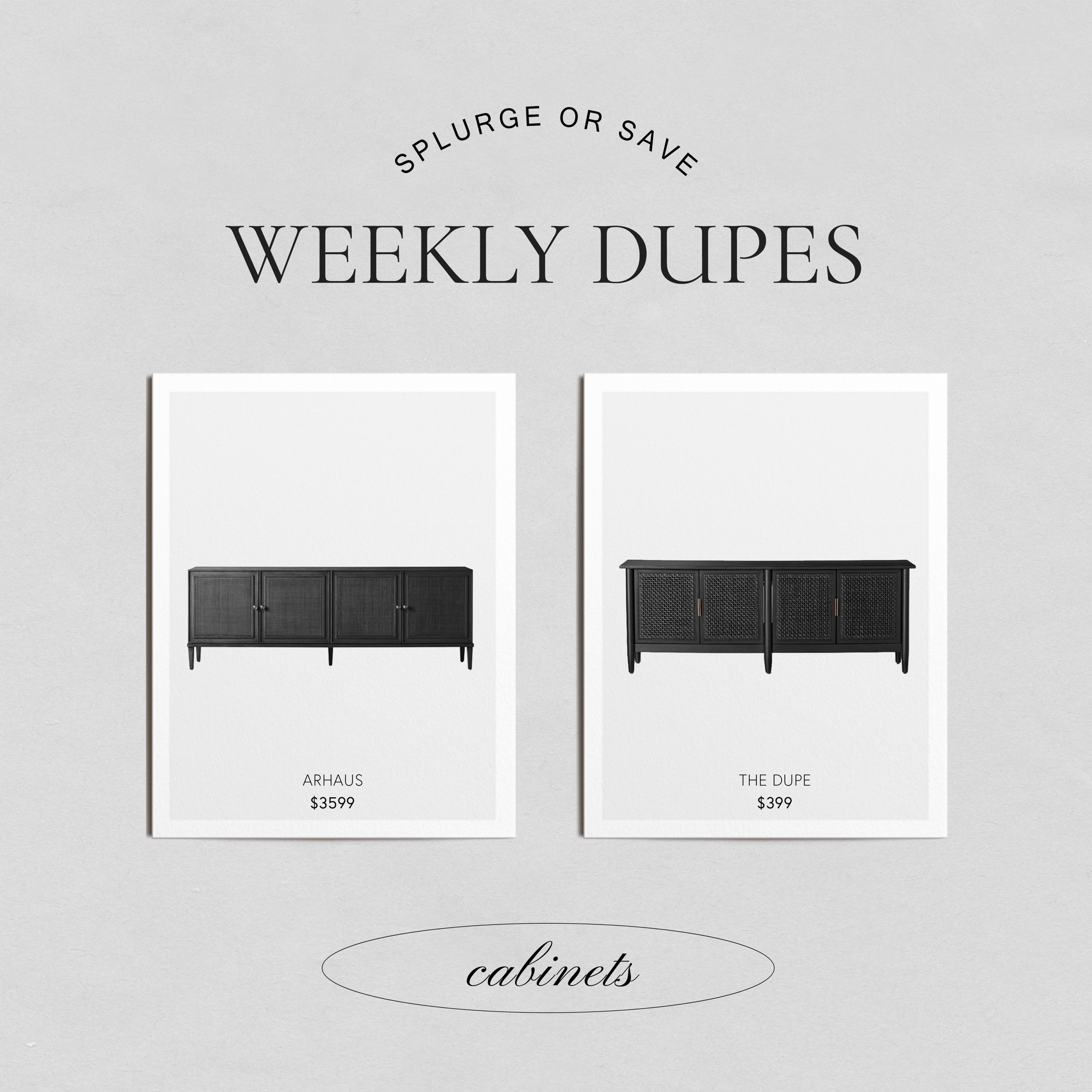 Arhaus dupe- cane media cabinet 
