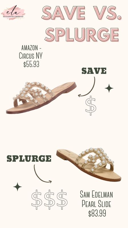 save vs splurge! Sam Edelman vs Amazon retailer! 
I saw a girl wearing these and had to find them!! They are so cute! I’m so glad Amazon has a more affordable option! Grab them before they sell out! 
Which side are you on??


#samedelman #sandals #summersand #pearlslide #pearls #summer #save #splurge #savevssplurge 

#LTKsalealert #LTKFind #LTKshoecrush
