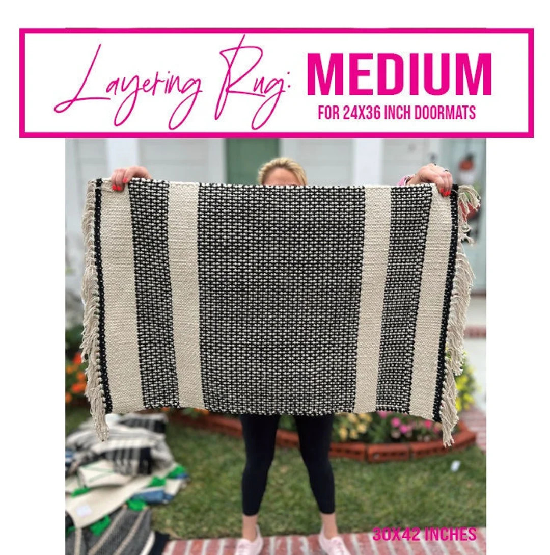 MEDIUM Heirloom Cotton Layering Rug Black Beige off White - Etsy | Etsy (US)