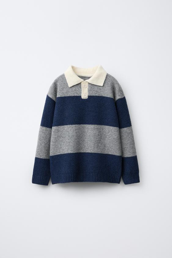 STRIPED KNIT POLO SWEATER | Zara US